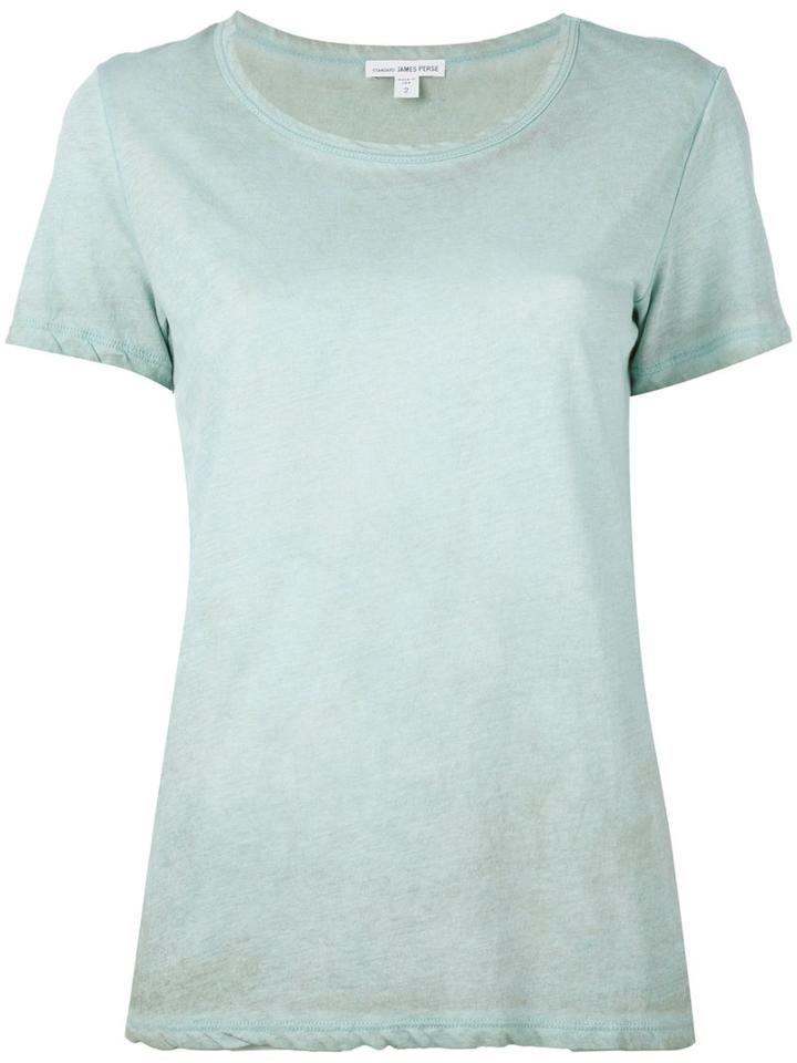 James Perse - Round Neck T-shirt - Women - Cotton - 1, Green, Cotton