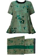 Sacai Grid Print Wide Leg Trousers - Green