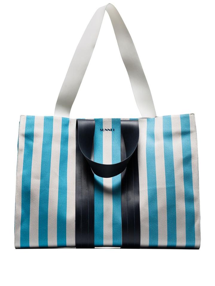 Sunnei Multicoloured Striped Oversized Tote Bag