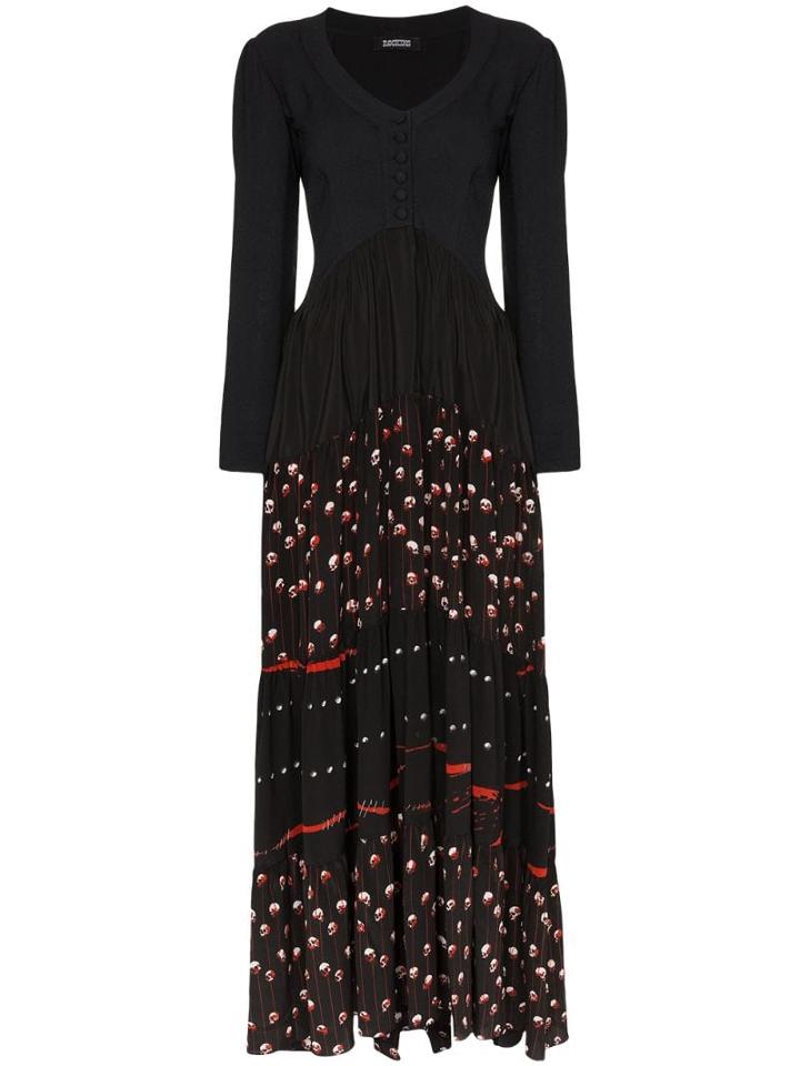 Rockins Cabbage Skull-print Maxi Dress - Black