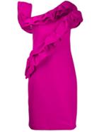 Lanvin Zip Detail Asymmetric Ruffle Midi Dress - Pink