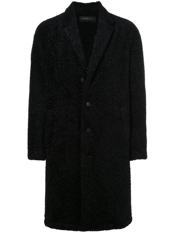 Roar Textured Single Breasted Coat - Black
