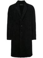 Roar Textured Single Breasted Coat - Black