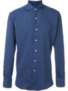 Canali Pinprint Button Down Shirt, Men's, Size: Small, Blue, Cotton