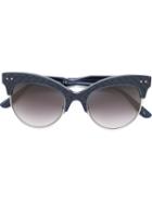 Bottega Veneta Eyewear Intrecciato Cat Eye Sunglasses, Women's, Blue, Leather/acetate