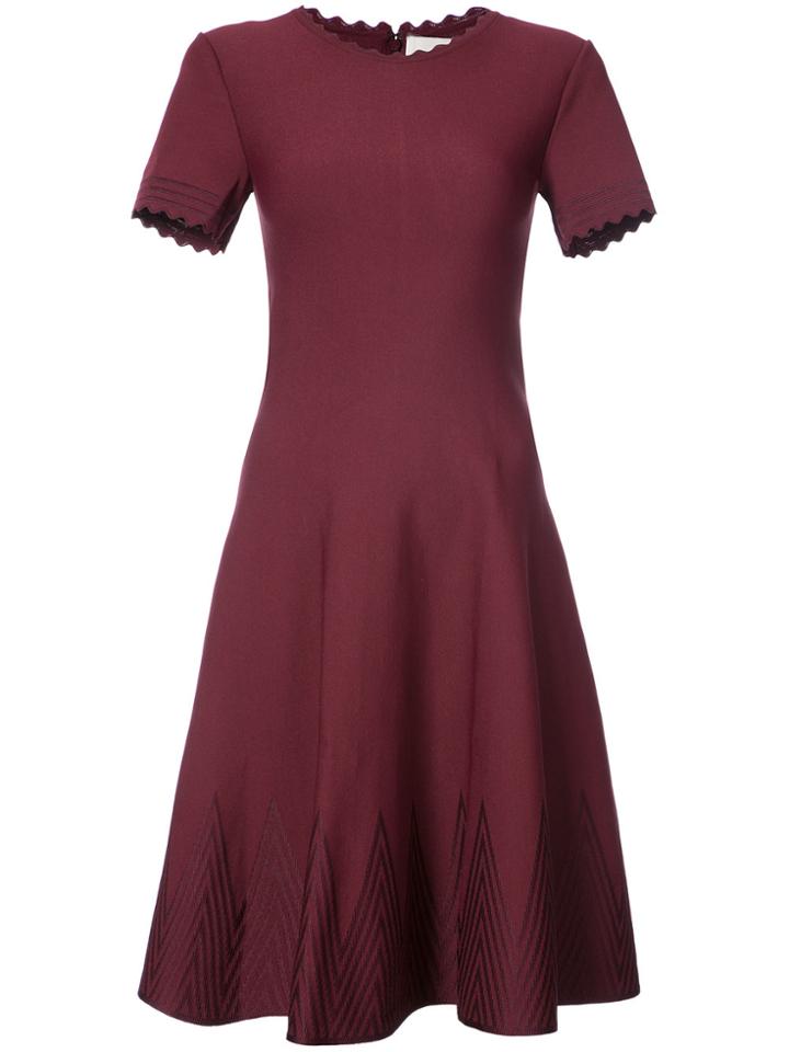 Carolina Herrera Scallop Edge Flared Dress - Pink & Purple