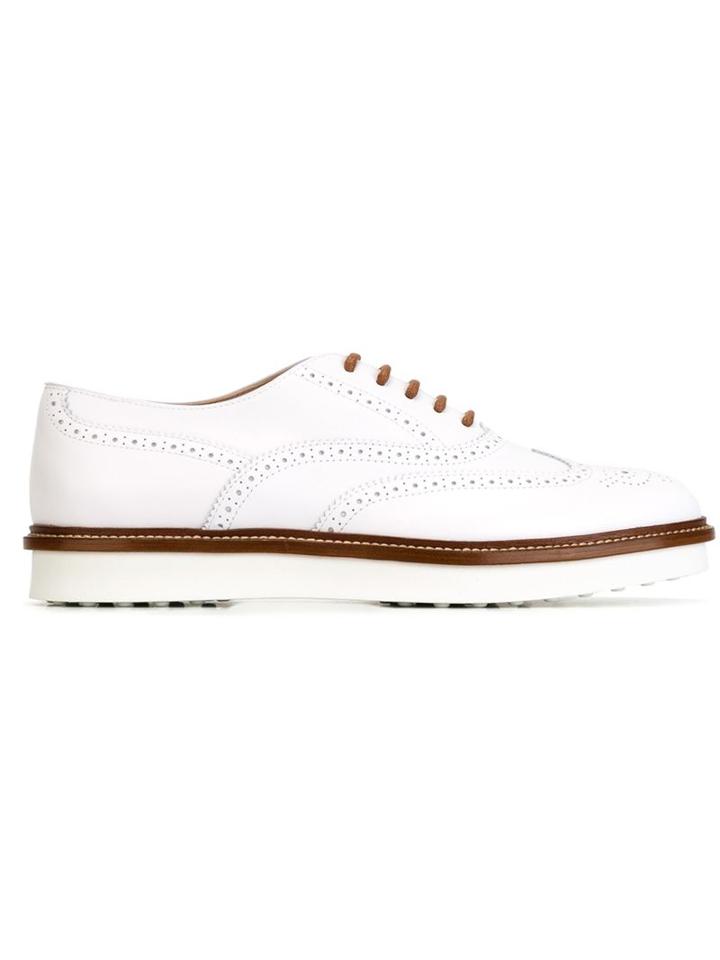 Tod S Classic Brogues, Women's, Size: 41, White, Calf Leather/rubber