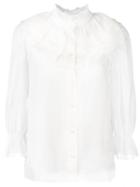 Marc Jacobs Ruffled Collar Shirt, Women's, Size: 4, White, Silk/cotton