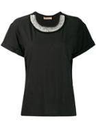 Twin-set Pearl-embellished Neck T-shirt - Black