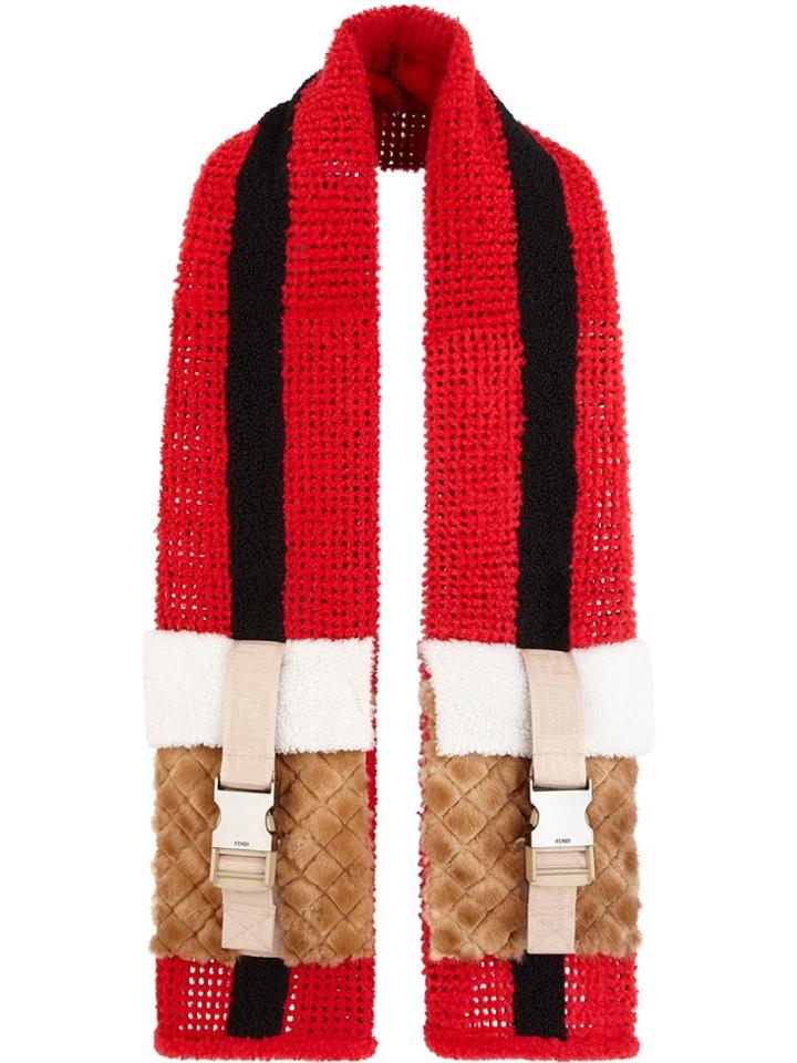 Fendi Knitted Wool Scarf - Red