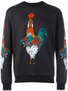 Dolce & Gabbana Rooster Print Sweatshirt, Men's, Size: 52, Blue, Cotton