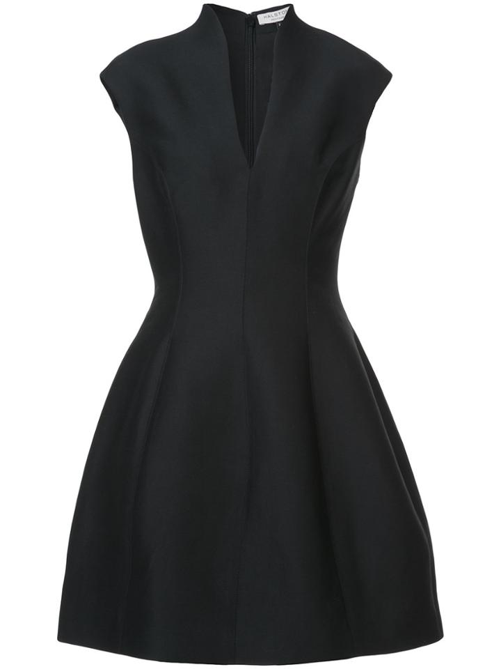 Halston Heritage Sleeveless Plunge Mini Dress - Black