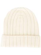 Mm6 Maison Margiela Ribbed Beanie Hat, Women's, Size: Medium, White, Acrylic/wool