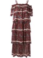 Rossella Jardini Ruffled Off Shoulder Dress, Women's, Size: 42, Red, Silk/polyester
