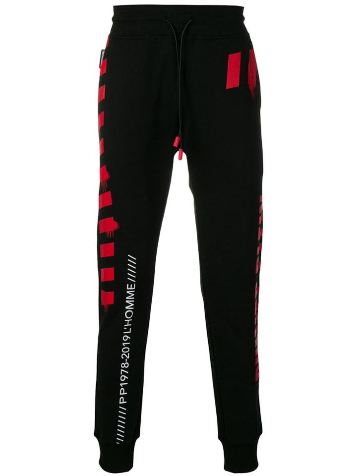 Philipp Plein Stripe Print Track Pants - Black
