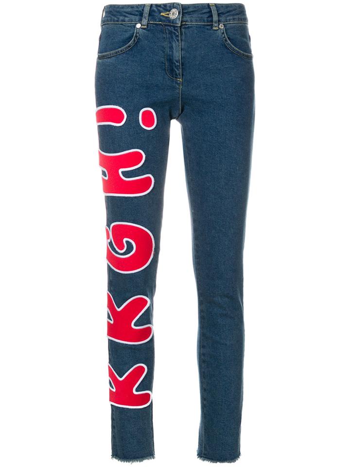 House Of Holland Embroidered Patch Jeans - Blue