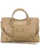 Balenciaga Medium 'classic Metallic Edge City' Shoulder Bag, Women's, Nude/neutrals, Goat Skin/metal (other)