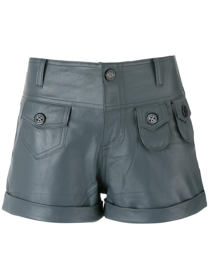 Andrea Bogosian Leather Shorts, Women's, Size: Medium, Grey, Leather