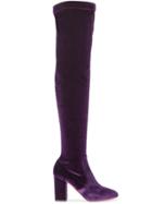 Aquazzura Purple Velvet So Me 85 Thigh Boots - Pink & Purple
