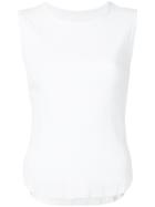 Estnation Round Neck Ribbed Tank Top - White