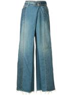 Christian Dada Belted Super Wide Jeans - Blue