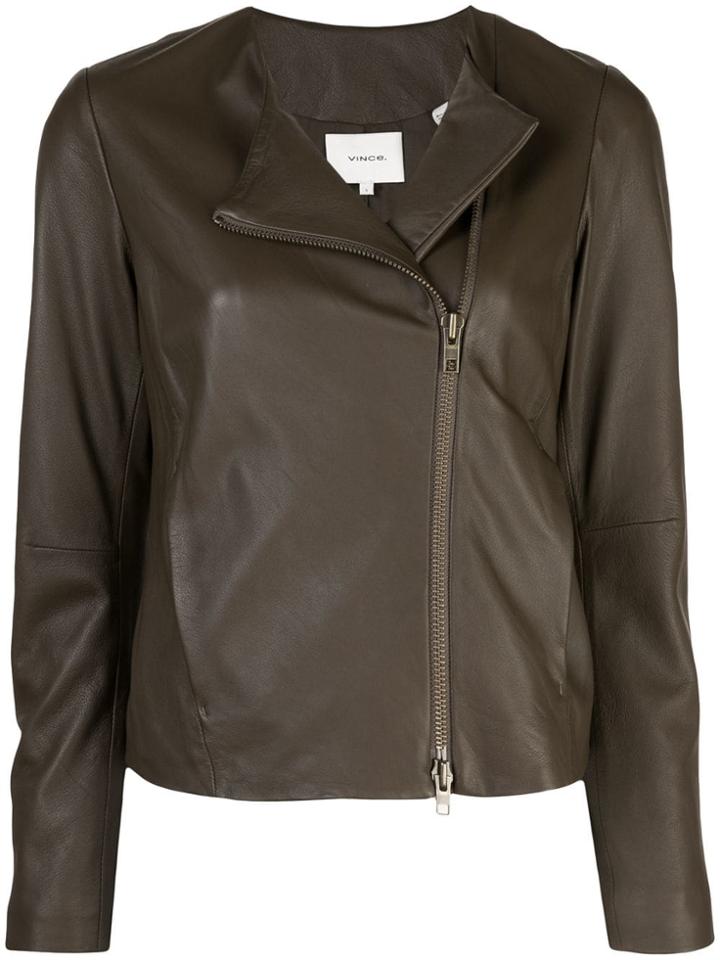 Vince Zipped Biker Jacket - Brown