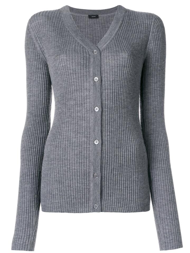 Joseph V-neck Ribbed Cardigan - Grey