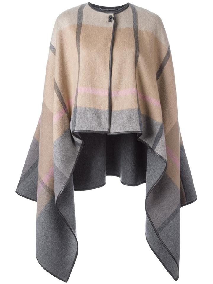 Salvatore Ferragamo Asymmetric Cape, Women's, Size: Small, Grey, Cashmere/lamb Skin