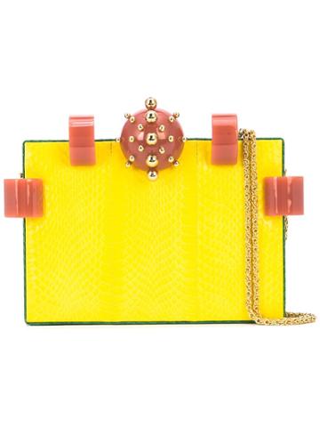 Tonya Hawkes Embellished Chain Clutch - Yellow & Orange
