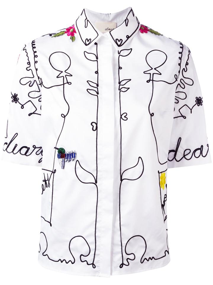 Elaidi Embroidered Shirt, Women's, Size: 36, White, Cotton