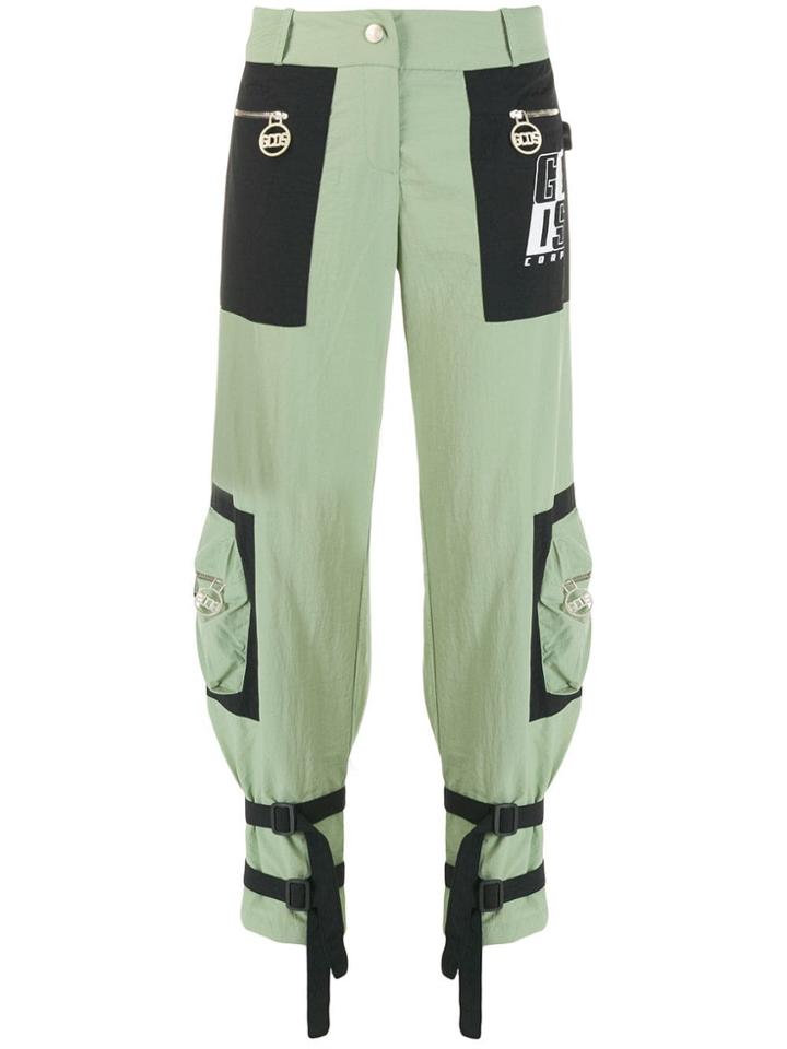 Gcds Buckle Detail Cargo Trousers - Green