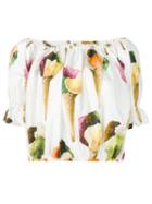 Dolce & Gabbana - Top With Ice Cream Print - Women - Cotton - 44, White, Cotton