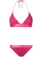 Off-white Ribbed Bikini Set - Pink