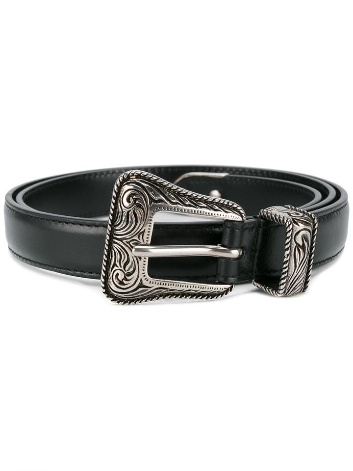 Saint Laurent Western Buckle Belt, Men's, Size: 85, Black, Leather