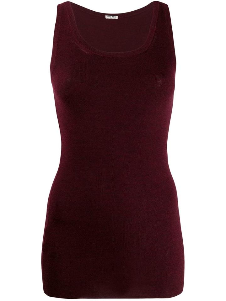 Miu Miu Sleeveless Knitted Top - Red