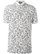 Dolce & Gabbana Musical Instrument Print Polo Shirt, Men's, Size: 54, White, Cotton