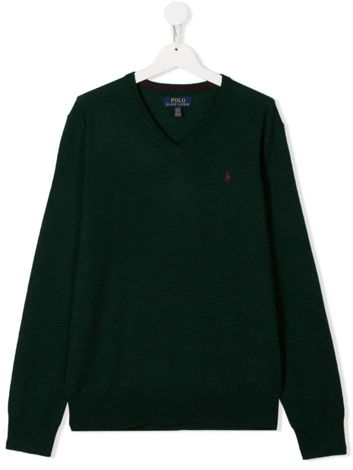 Ralph Lauren Kids Embroidered Logo Jumper - Green