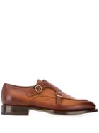 Santoni Weathered Monk Shoes - Brown
