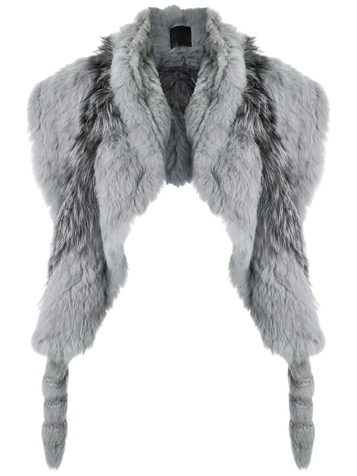 Andrea Bogosian Rabbit Fur Stole, Women's, Grey, Fox Fur/rabbit Fur