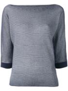 Armani Jeans - Striped Sweater - Women - Polyester/viscose - 46, Blue, Polyester/viscose