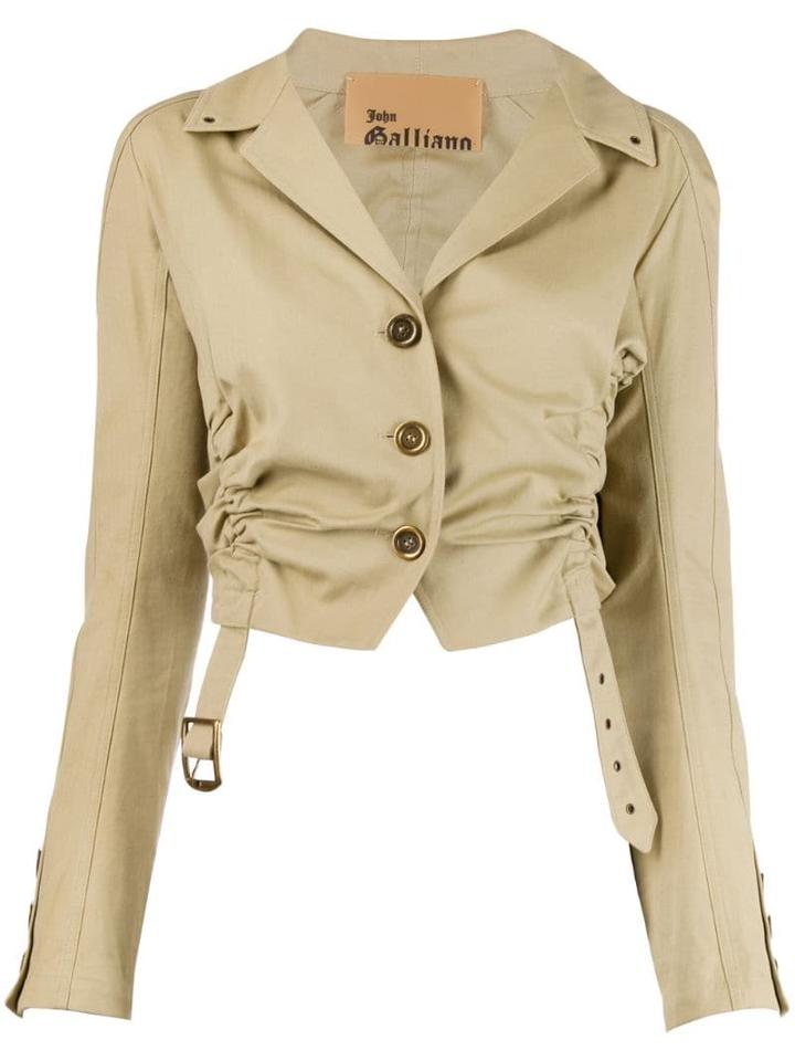 John Galliano Pre-owned Gathered Cropped Jacket - Neutrals