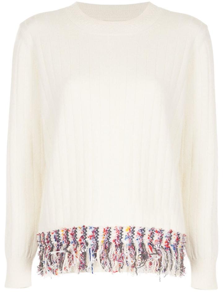 Coohem Tweed-fringed Sweater - White