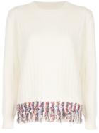 Coohem Tweed-fringed Sweater - White