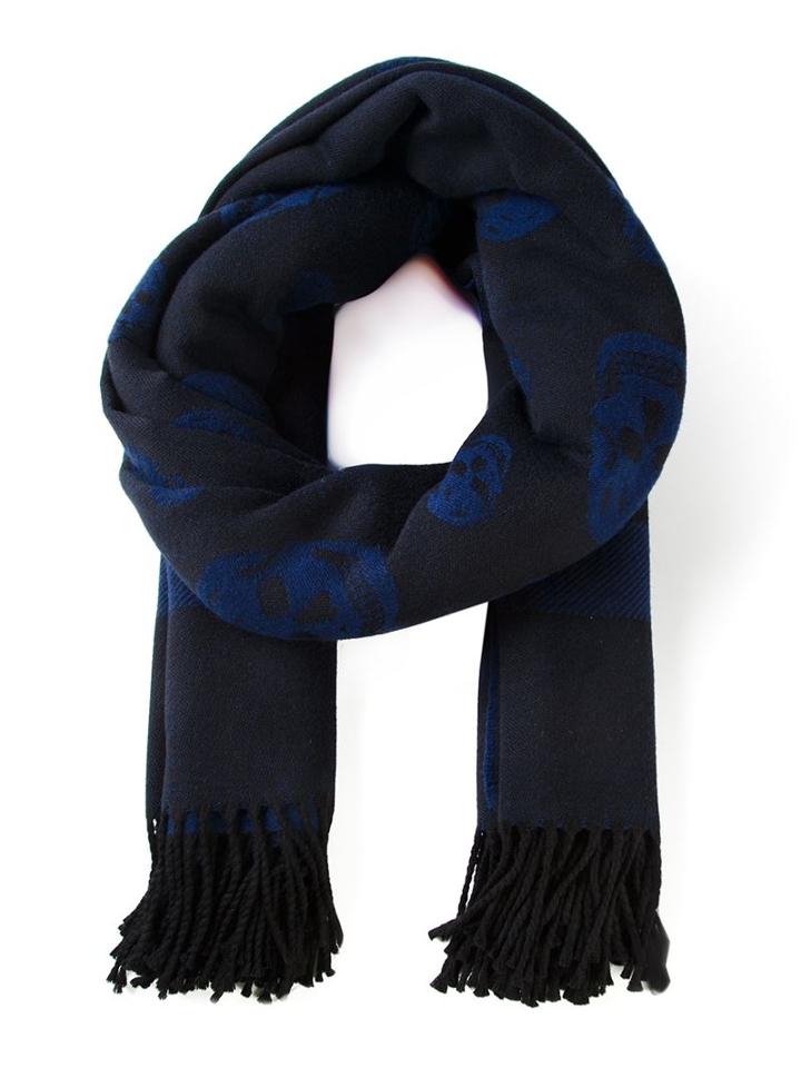 Alexander Mcqueen 'check Skull' Scarf