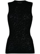 Versace Pointelle Knit Top - Black