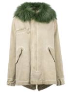 Mr & Mrs Italy Furry Trim Jacket, Women's, Size: Xxs, Nude/neutrals, Cotton/racoon Fur/spandex/elastane