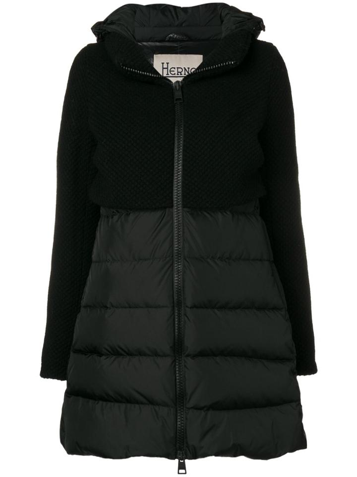 Herno Contrast Panel Puffer Jacket - Black