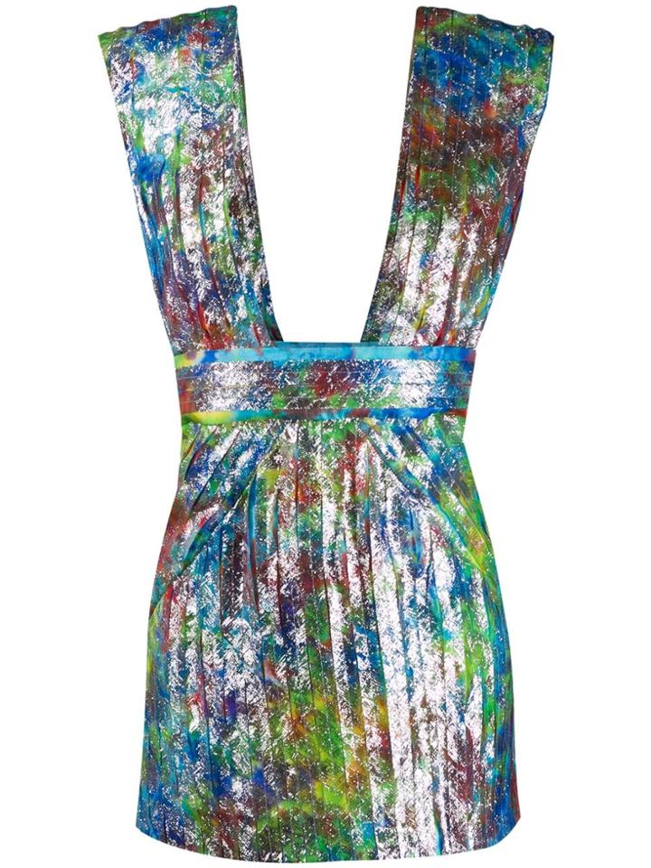 Dsquared2 Pleated Print Cocktail Dress - Blue