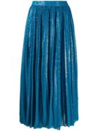 Msgm Sequin Embellished Pleated Skirt - Blue