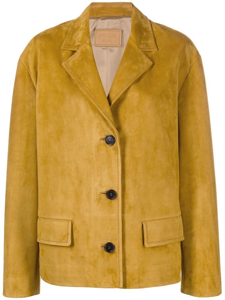Prada Brushed Leather Jacket - Yellow